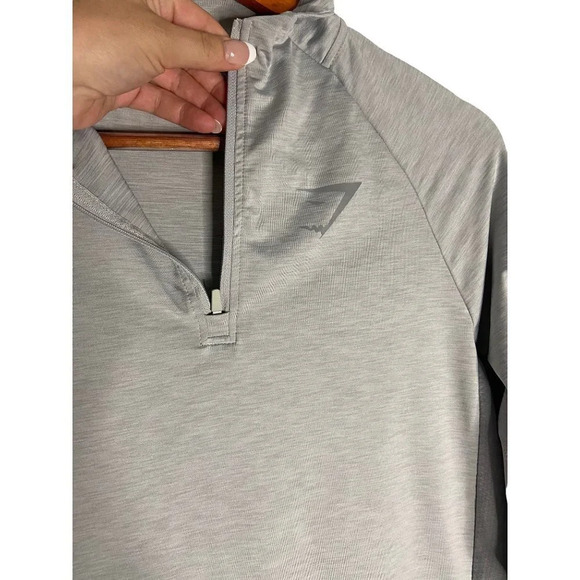 Gymshark Men's Quarter Zip Performance Long Sleeve Shirt Grey-sz Medium - Picture 4 of 8